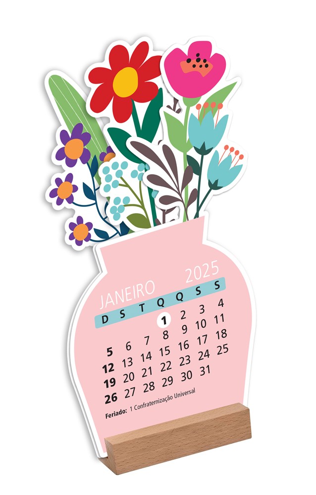 Calendario De Mesa Vasinho Flores