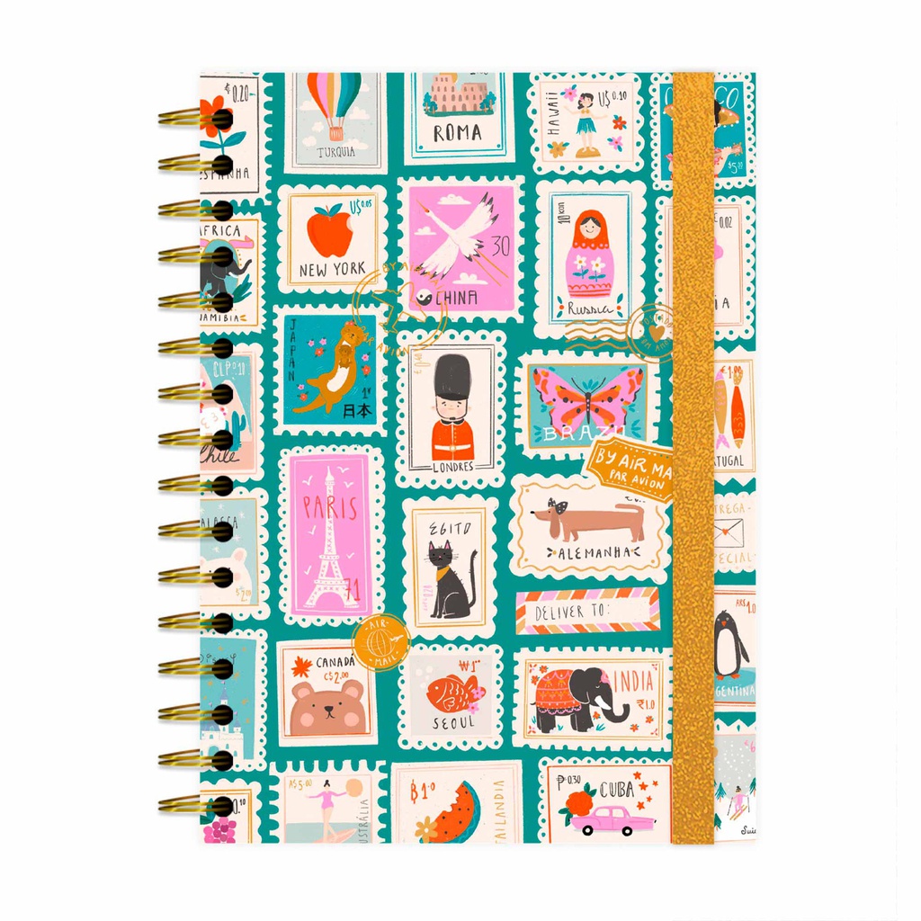 Caderno A5 - Stamps Azul