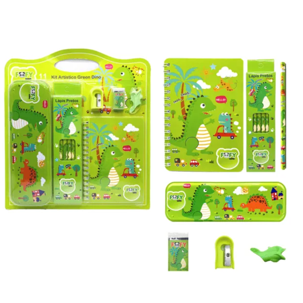 Kit Artistico Green Dino 11 Pcs Ff6056 - Fofy