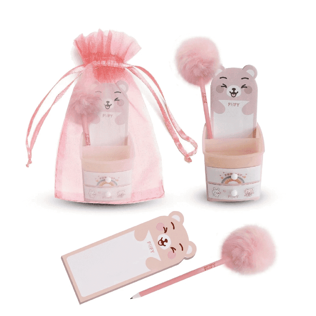 Kit De Anotacao Pink Bear Ff6029 - Fofy