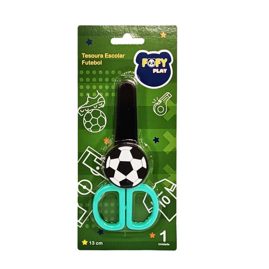 Tesoura Escolar Futebol Ff1708 - Fofy