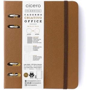 Caderno Criativo Argolado Office Duo Classica Pautado &amp; Pontado A6 Caramelo