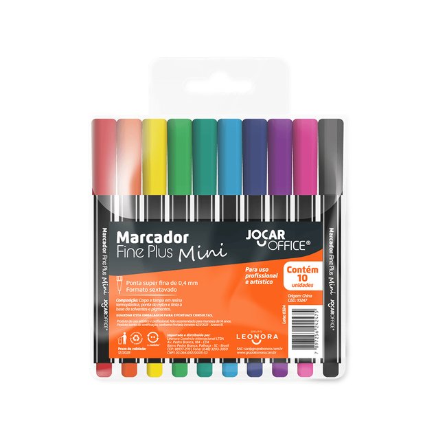 Marcador Mini Fineliner Ponta 0.4 Estojo  10 Cores