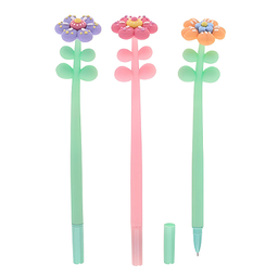 [01333] Caneta Gel Flowers 0.5Mm Di 8  Escrita Preta