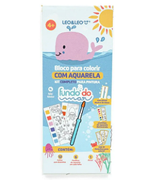 [7897256218234] Bloco De Colorir  Aquarela Fdo Do Mar Oppbag -  12 Folhas - 6 Pastilhas + Pincel