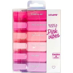 [7897256281542] Marca Texto Pink Vibes 6 Cores - Leoarte
